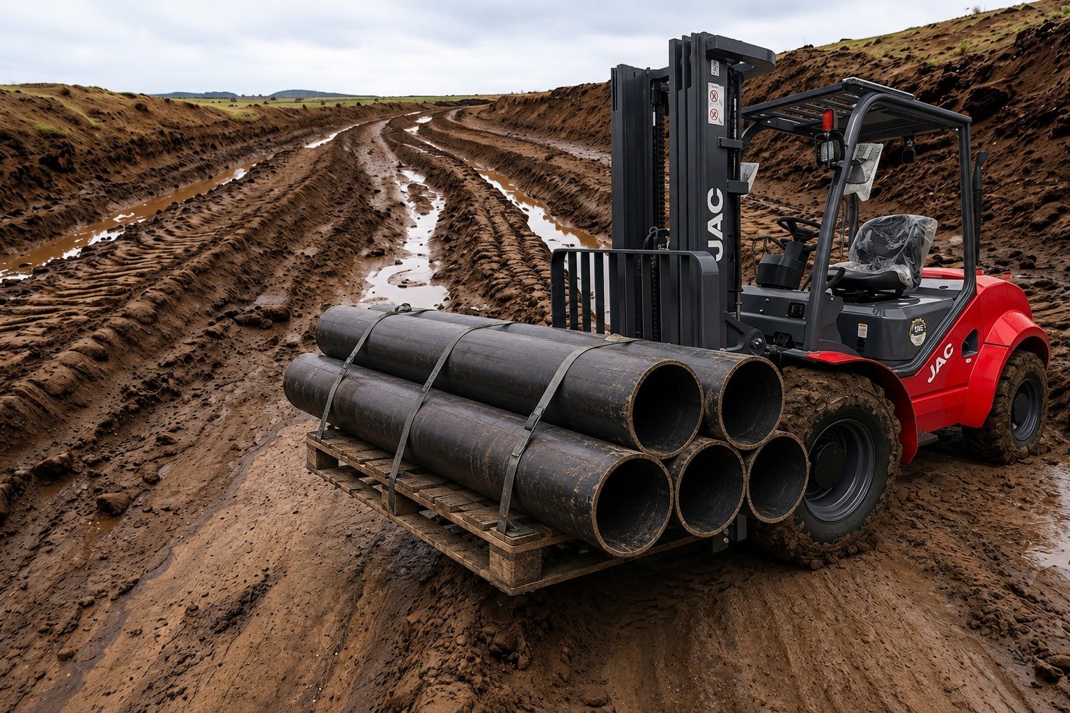 SEONLIFT arazi tipi forklift çamurlu sahada